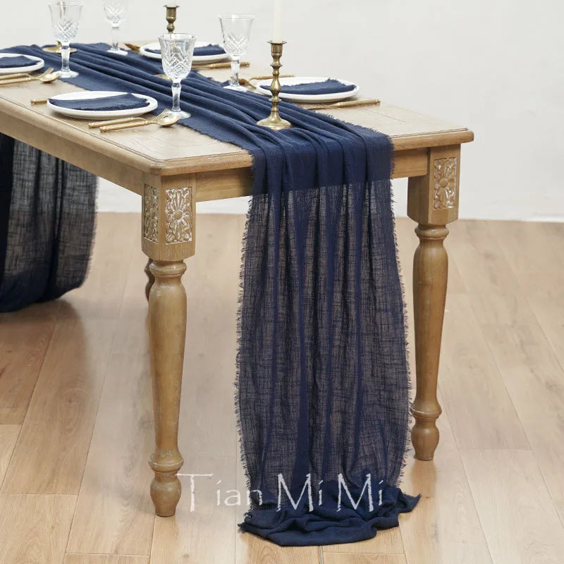 COTTON GAUZE TABLE RUNNER - 23 Colors, 40 & 62cm Wide, Up to 10m - Rustic Tables