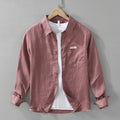 LINEN CASUAL SHIRT - Solid Colors, Long Sleeve - Easy Warm Days