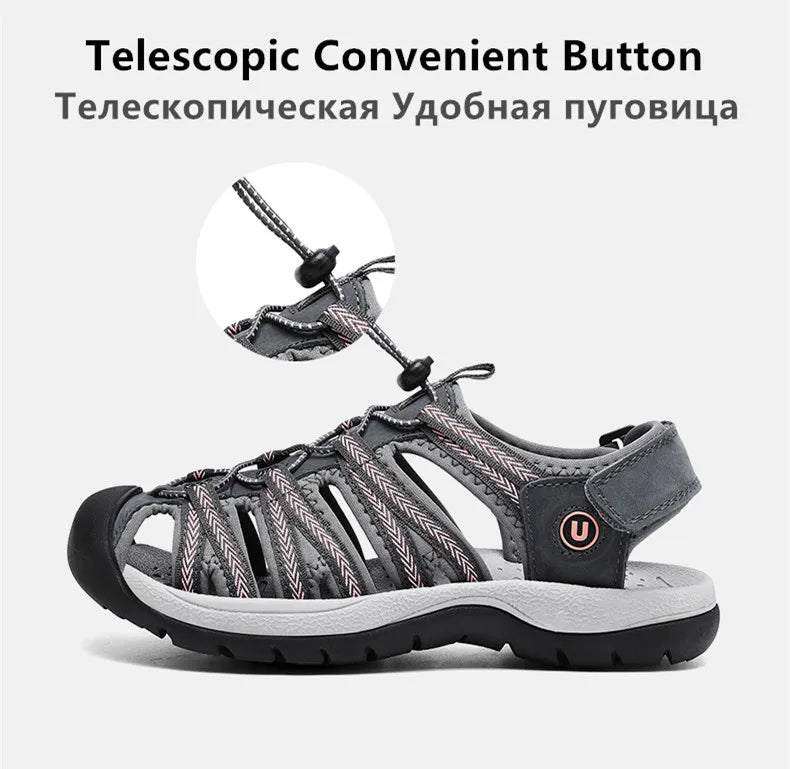 Summer Genuine Leather Women's Sandals Comfortable Sandals 2025 New Designer Sneakers Lightweight Outdoor Women Beach Sandals