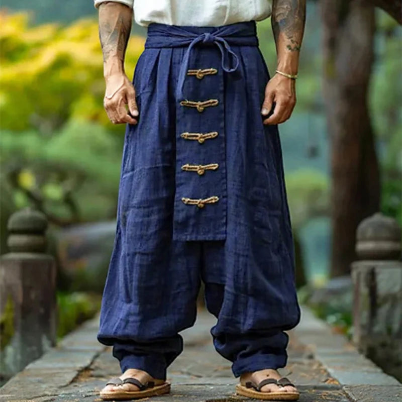 WIDE LEG LINEN PANTS - Lace-Up Waist, 2 Colors - Still Afternoons