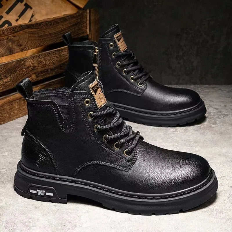 RETRO LACE ANKLE BOOTS - Women's PU Flat Heel Short Boots - Effortless Style, All-Season Comfort