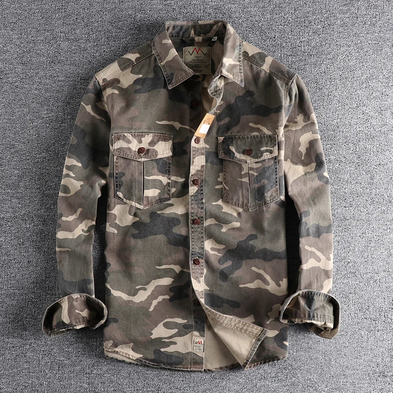 CAMO CARGO - Men's Camouflage Cargo Shirt - Military Style, 100% Cotton