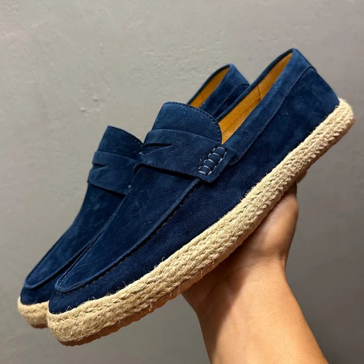 SUEDE WEAVE - Men's Cow Suede Leather Loafers - Vintage Moccasin Driving Shoes