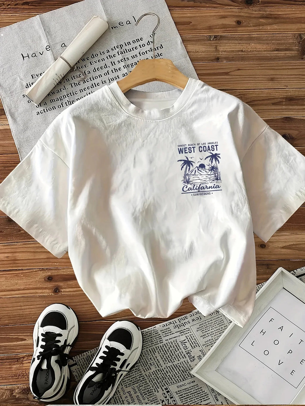 West Coast Graphic Print with Palm TreesT Shirt Short Sleeve Loose  Tshirt  Clothes Women Retro Aesthetic T-Shirts
