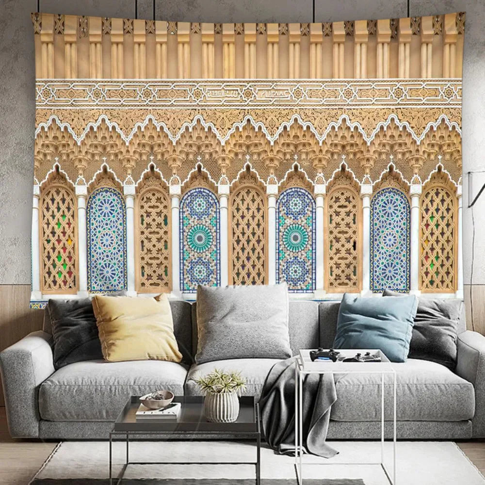 MOROCCAN GEOMETRIC TAPESTRY - 100% Polyester, 8 Colors & 12 Sizes - Ornate Walls