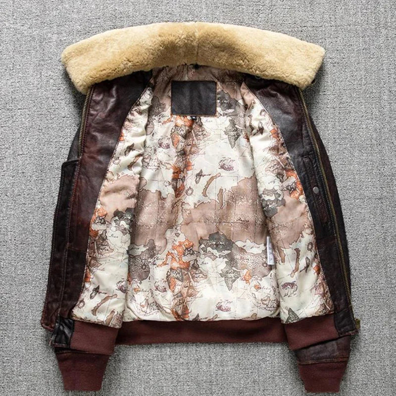 G1 PILOT - Men's Genuine Cowhide Air Force Flight Jacket - Brown, S–6XL