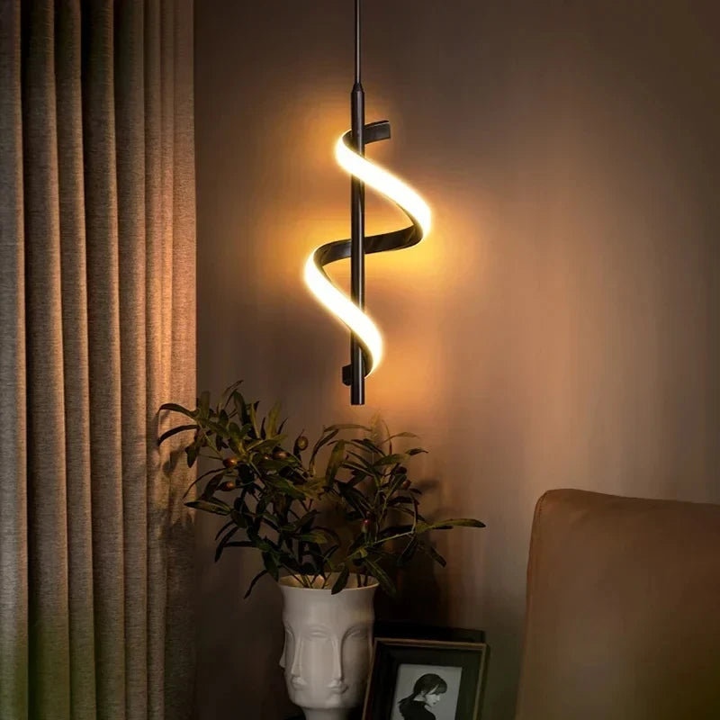 Minimalist Spiral Acrylic Wall Lamp – Black/Gold, 12W