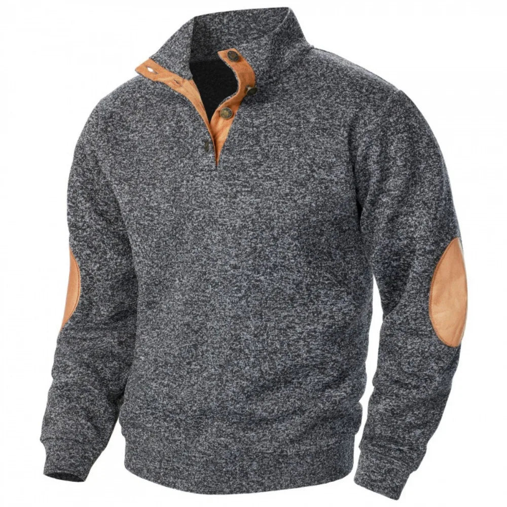 PATCH BLOC - Men's Patchwork Stand Collar Sweatshirt - Vintage, 5 Colors, S-XXXL