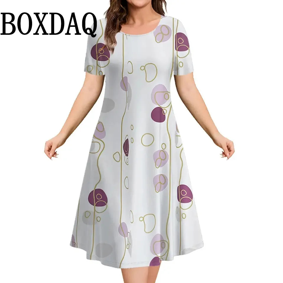 Polka Dot Print Women's Dresses For Summer Clothing Short Sleeve Loose Plus Size Dress Fashion Elegant Ladies Street Mini Dress