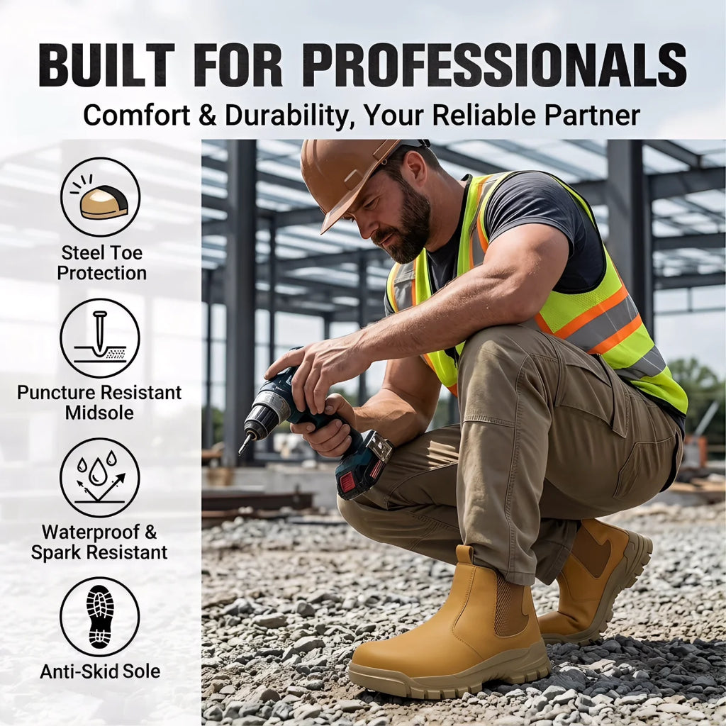 IRONSHIELD - Men's Steel Toe Safety Work Shoes - Anti-Puncture, Indestructible, EU 36–48