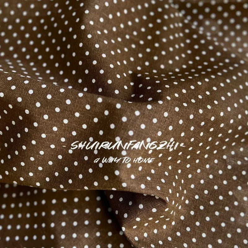 Polka Dot Cotton Linen Fabric Coarse Burlap Texture Rustic for Sofa Curtain Tablecloth Pillow DIY Sewing Accessories