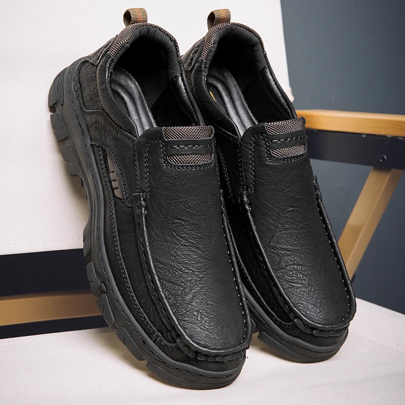 HAND-SEWN LOAFER - Men's Breathable Slip-On Shoes - Thick Rubber Sole Classic