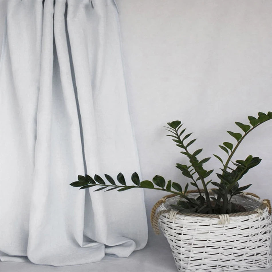 100% Linen Curtains for Window Living Room Rod Pocket Drapes Light Filtering Curtain for Kitchen Kids Room Bedroom