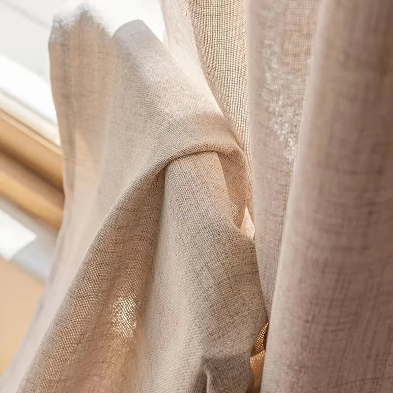 LINEN-LOOK SHEER CURTAINS - Soft 200gsm Voile Panel, 3 Headings - Hazy Light, Easy Mornings