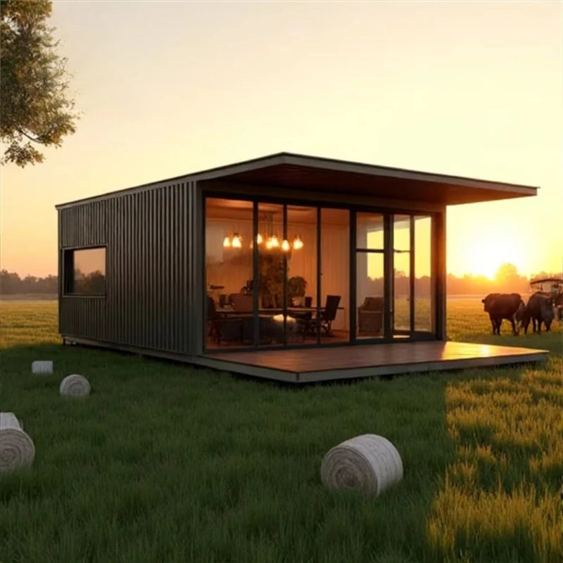 Black Expandable Container House 20Ft 40Ft - Modern Farmhouse Prefab 2-5 Bedroom