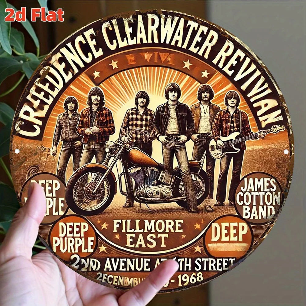 Creedence Clearwater Revival Metal Sign - Round Vintage - Bar Wall