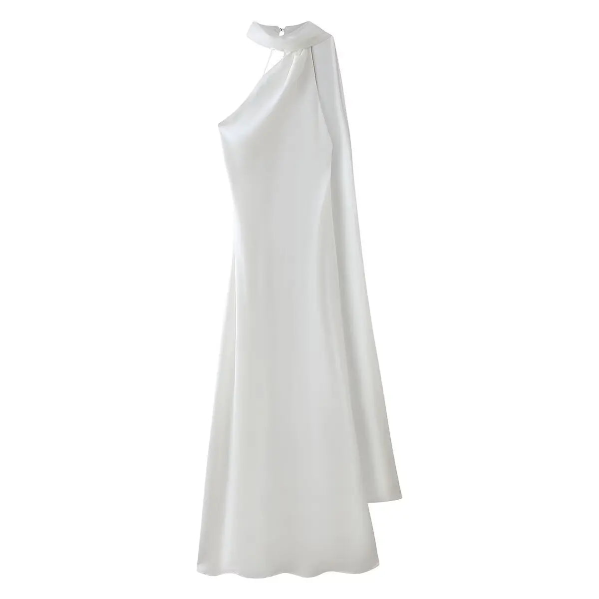 Satin Ribbon Halter Long Dresses Women's Backless Casual Maxi Dress Evening Wedding Guest White Blue Green Summer Graduation New
