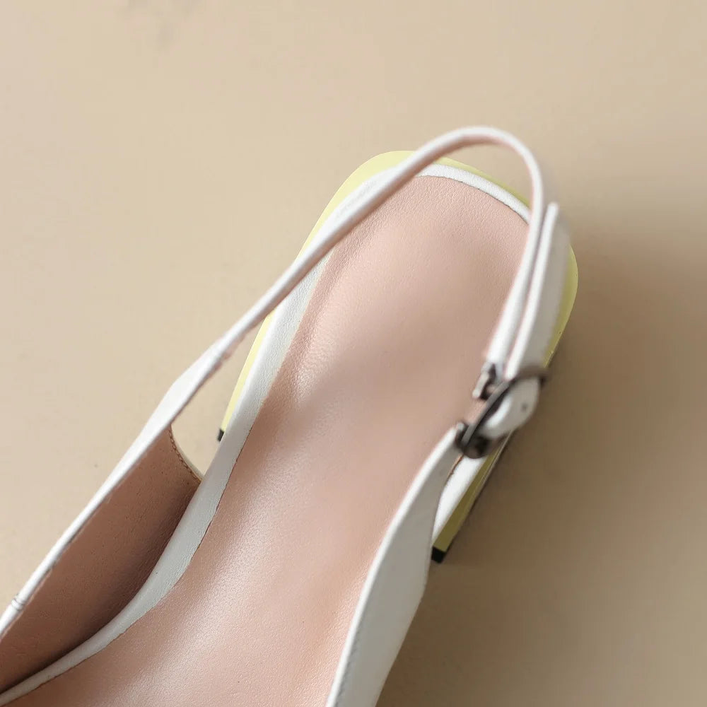 【JOCHEBED HU】Summer Genuine Leather Chunky Sandals Sexy Women High Heels Shoes New Brand Party Designer Slingback Pumps 33-46