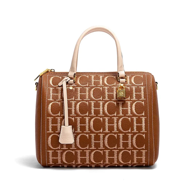 CHCH Embroidered Handbag - Vintage Letter Design Boston Bag