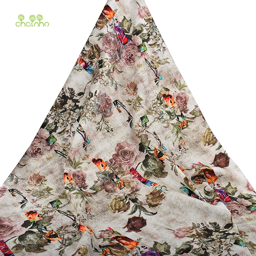 Chainho Printed Cotton Linen Fabric – 140cm Wide, 5 Patterns