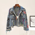 Fringe Frayed Denim Jacket - Rivet Detail