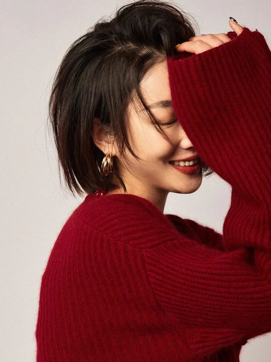 Red Cashmere Sweater – Turtleneck & Crewneck