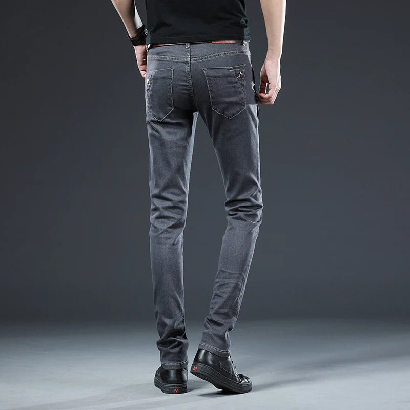 BUTTON SKINNY - Men's Slim Stretch Skinny Jeans Multi-Button - 2 Colors, W28–36