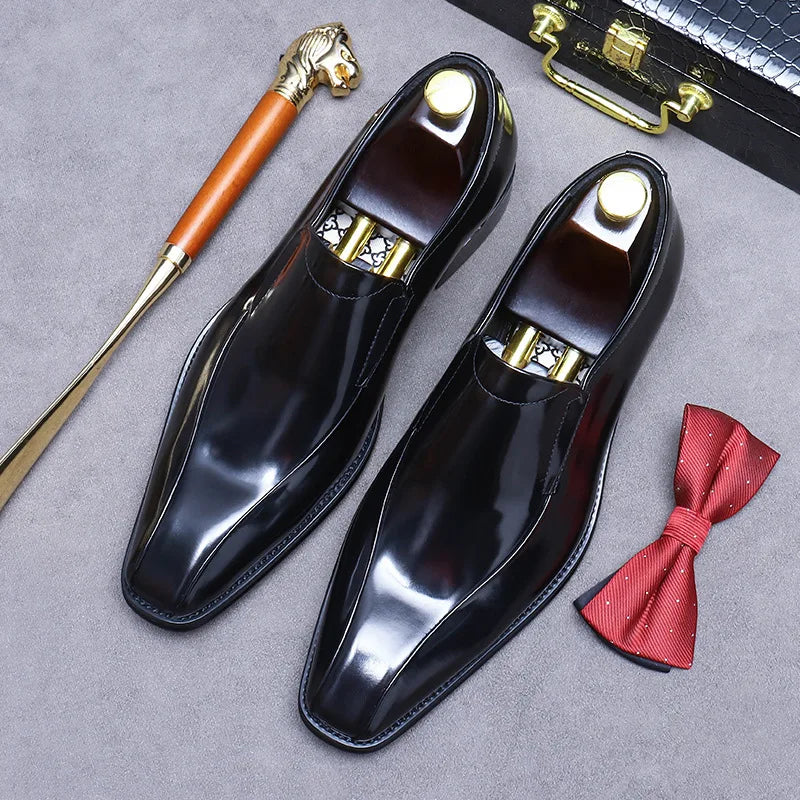 Men's Cowhide Leather Pointed Toe Loafers - Business Formal Slip-On EU 37-46