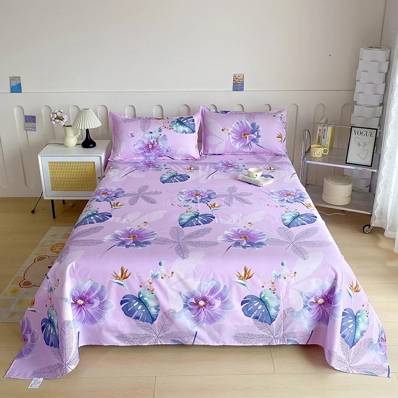BLOOM FLAT SHEET - Red Flower Printed Bed Sheet - Soft, Vivid & Made to Last