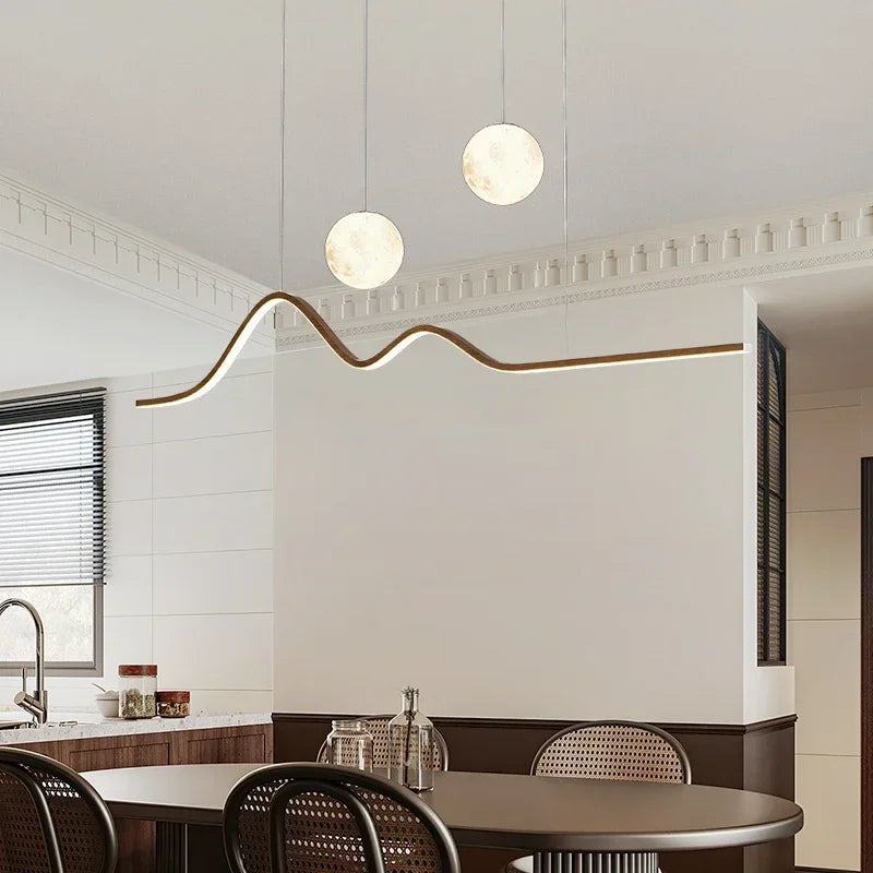 Wood Moon Pendant Light – 120cm Dimmable