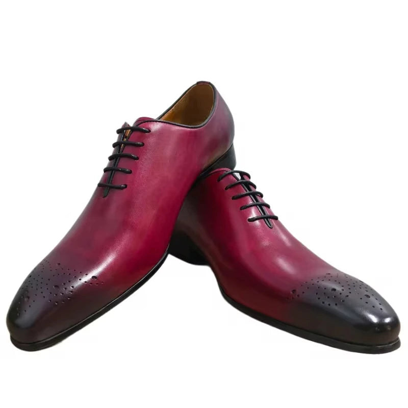 RED STATEMENT - Men's Genuine Leather Oxford Dress Shoes - Wedding Business Party