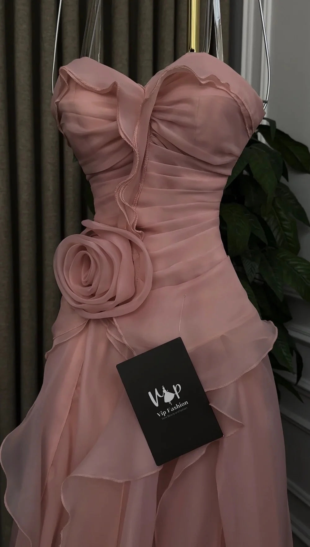 Sansa Customized ROSE Pink elegant Sleeveless Satin Cascading Ruffle Prom Dresses Illusion vestidos de noche Formal Evening 2026