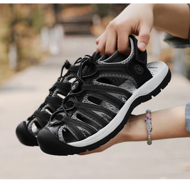 Summer Genuine Leather Women's Sandals Comfortable Sandals 2025 New Designer Sneakers Lightweight Outdoor Women Beach Sandals