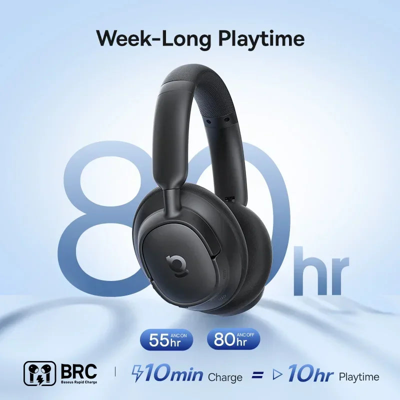 Baseus EH10 ANC Wireless Headphones – 45dB Adaptive Hi-Res LDAC Bluetooth 6.0 80H