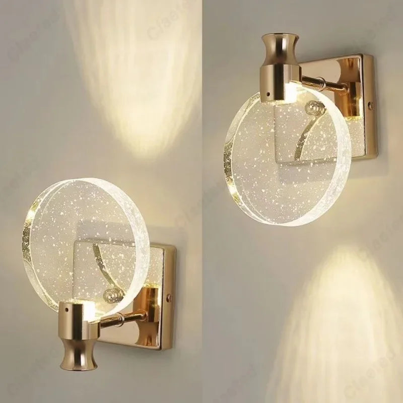 Crystal LED Wall Sconce – Gold/Silver, 2 Sizes, Touch Switch