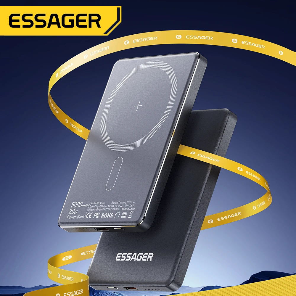ESSAGER MAGNETIC POWER BANK - 20W, 5000mAh - Ultra-Slim Backup