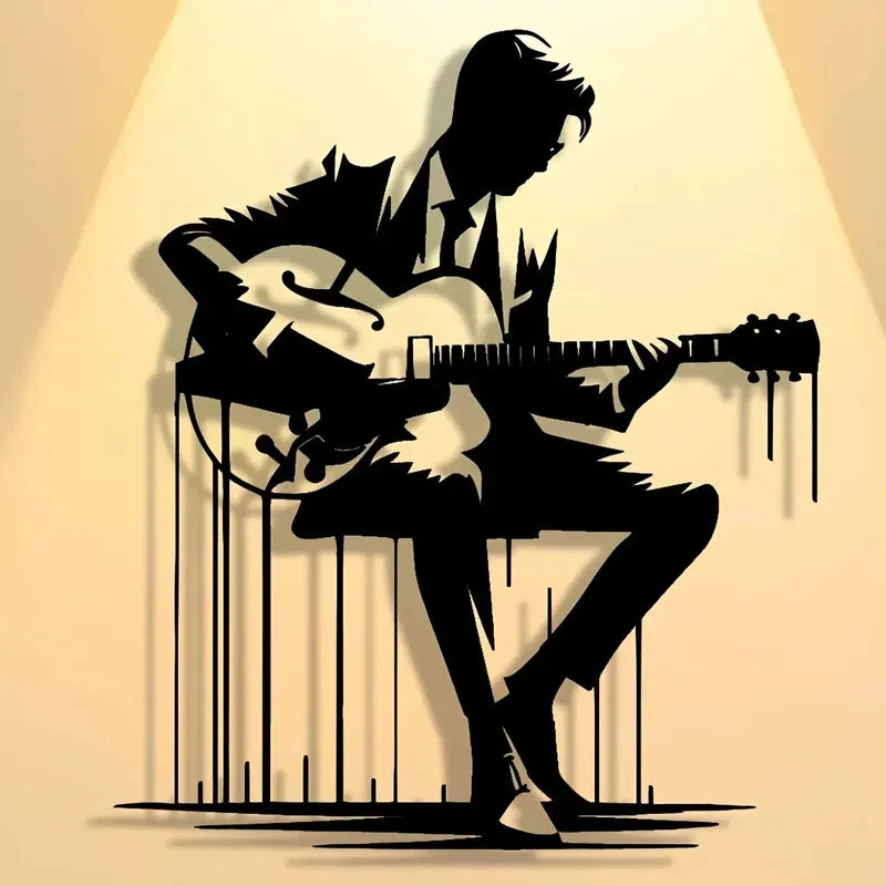 Metal Guitar Wall Art - Abstract Music Silhouette - Café Vibe