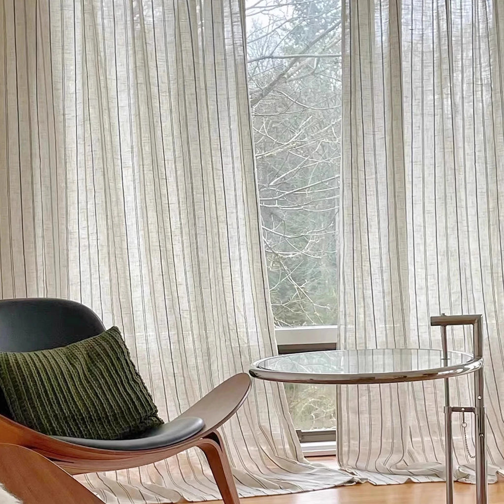 CREAM LINEN GAUZE SHEER CURTAINS - 130gsm Grainy Voile, 3 Headings - Soft Rooms, Slow Mornings