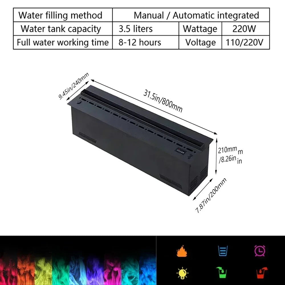 Smart Water Vapor Fireplace - Tuya APP - 3D Flame