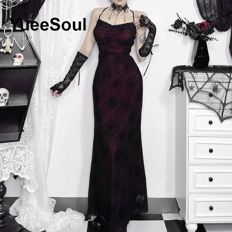 Grunge Gothic Women Dress Lace Trim High Waist Bodycon Mini Dress 2026 New E-girl Vintage Punk Harajuku Lolita Party Clothes