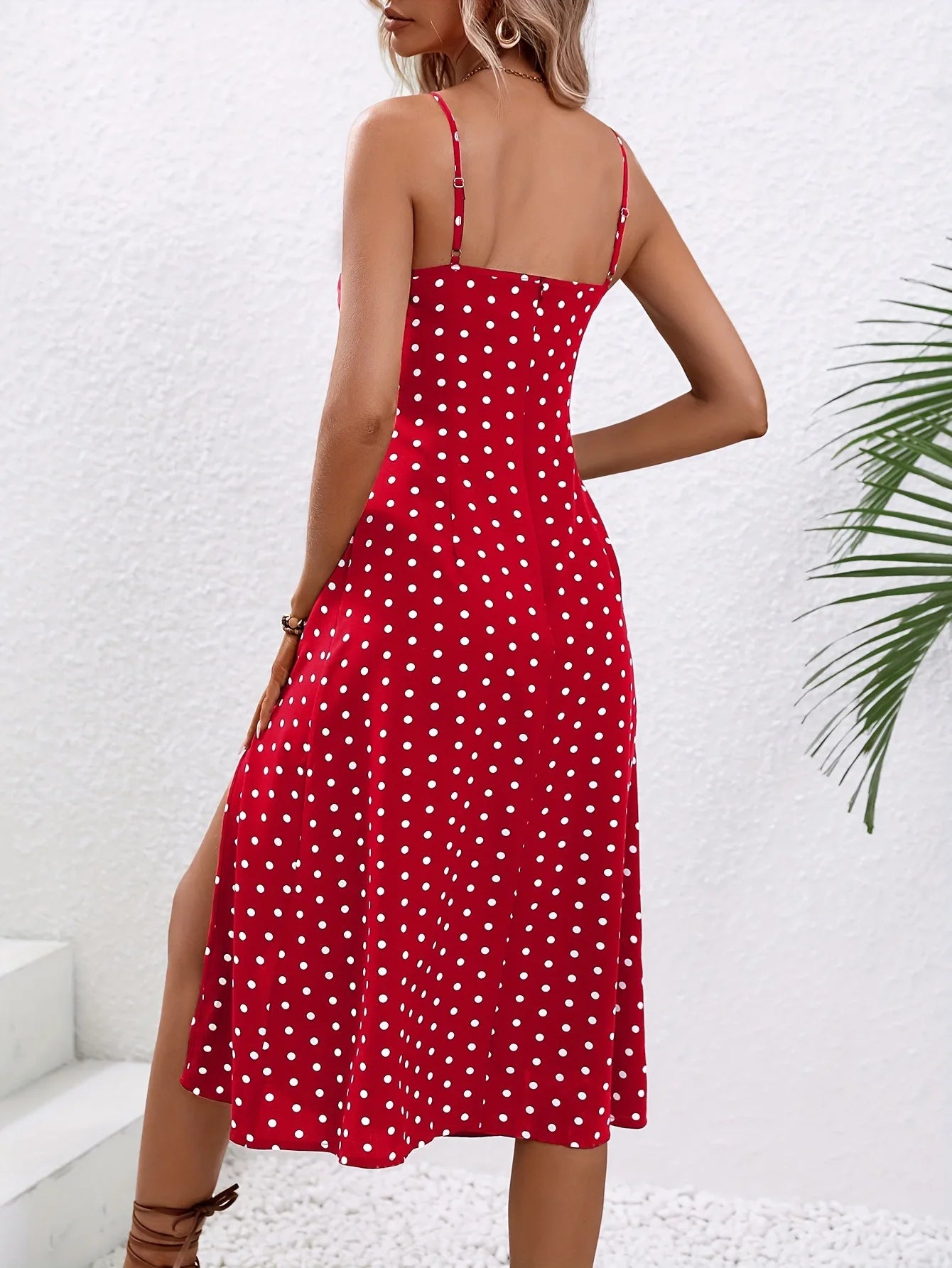 2024 Women's Floral Print Spaghetti Strap Summer Boho Beach Dress Print Elegant Suspenders Square Neck Slit Dress Vestidos