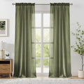 SAGE GREEN SHEER CURTAINS - Crinkled Voile Panel - Soft Light, Natural Calm