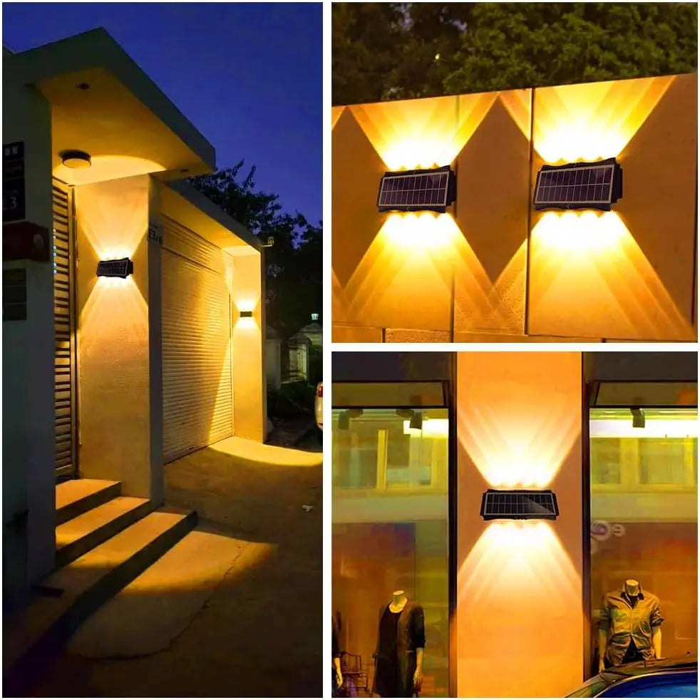 SOLAR WALL LIGHT - Up & Down Glow, RGB or Warm - Weatherproof Decor