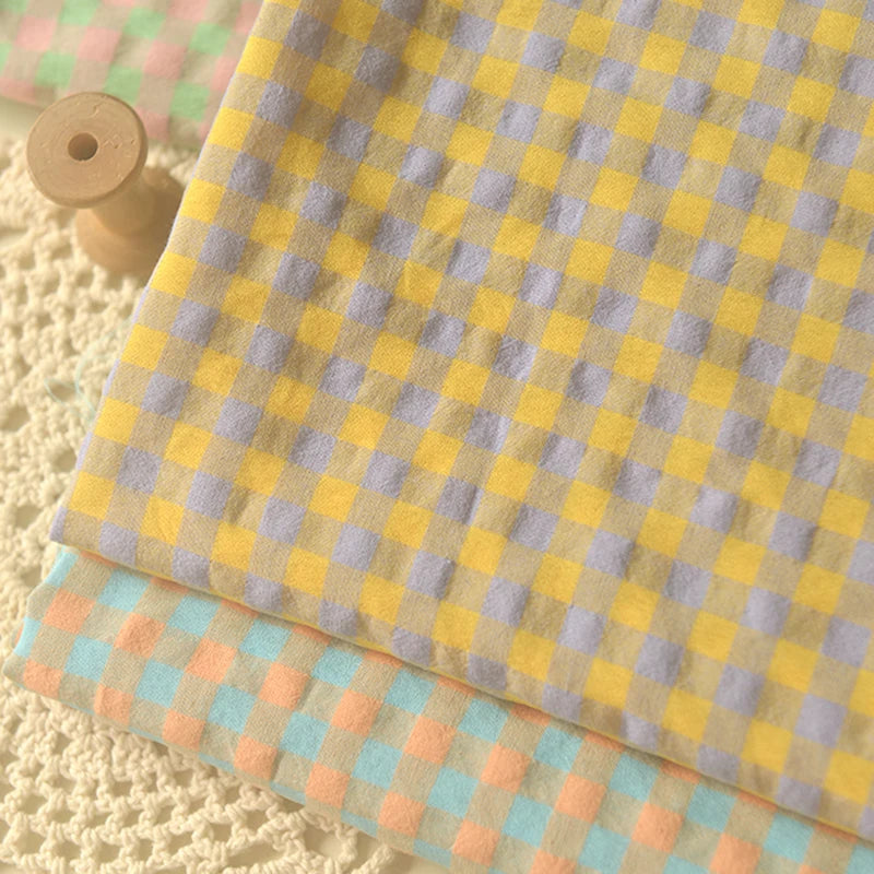 Bubble Plaid Fabric By The Meter for Dress Shirt Children's Clothes Bedding Diy Sewing Cloth Breathable Soft Comfortable Textile