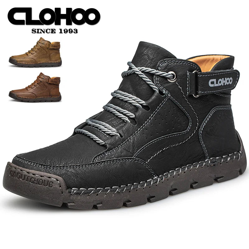 CLOHOO - Men's Hand-Sewn High-Top Leather Hiking Boots - Specialty Edition