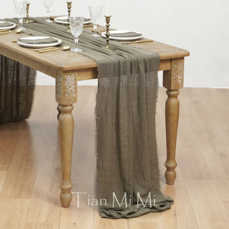 COTTON GAUZE TABLE RUNNER - 23 Colors, 40 & 62cm Wide, Up to 10m - Rustic Tables