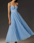 Female Hollow Backless Bridesmaid Dress Spring High Street Solid Girdling Pleat Long Dress Elegant Women Solid Tube Tops Dress