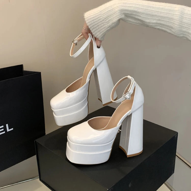 15cm Super High Heels Satin Wedding Shoes Sexy Women's Nightclub Pumps Double Platform Party Sandals Plus Size 35-42