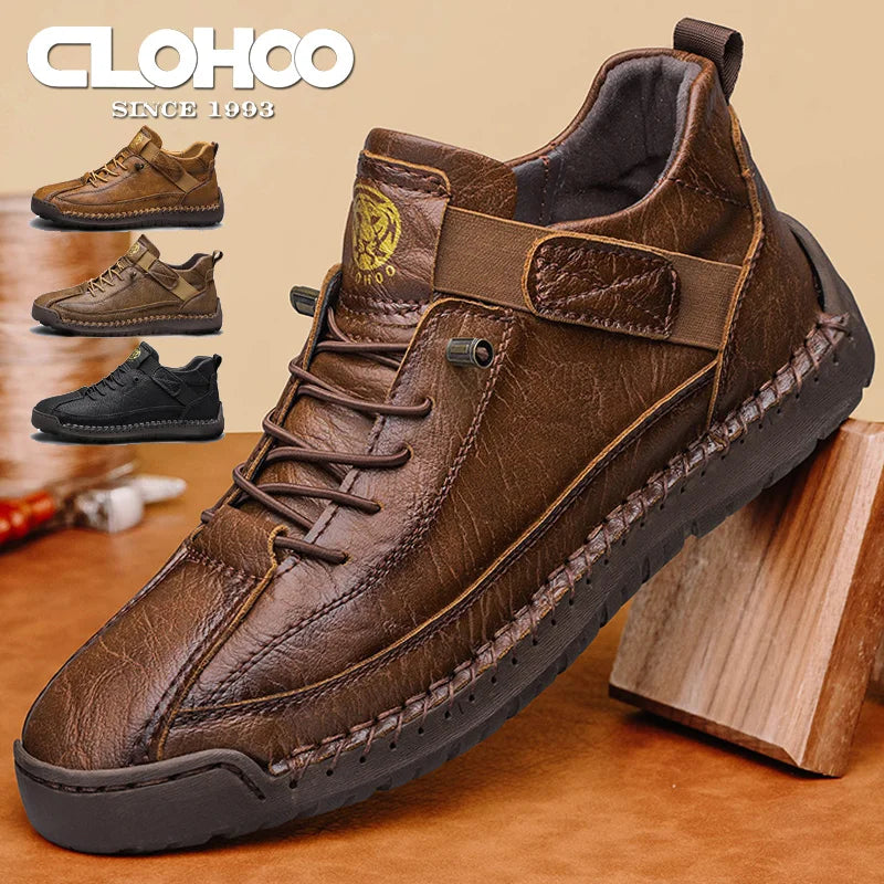 HIGH STITCH - Men's Handmade High-Top Casual Ankle Boots - Breathable Leather