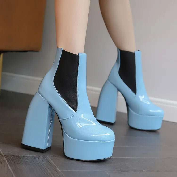Super High Heel Platform Ankle Boots – Fleece Lined Plus Size